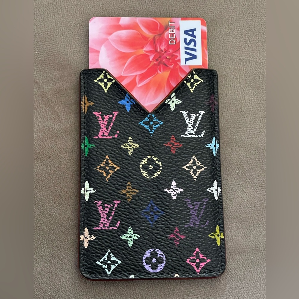 Louis Vuitton Murakami Black Multicolor Monogram Card Holder Wallet